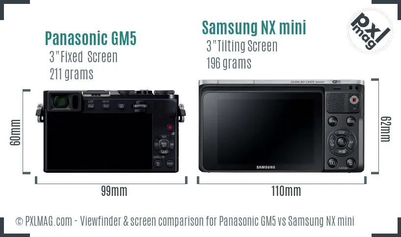 Panasonic GM5 vs Samsung NX mini Screen and Viewfinder comparison