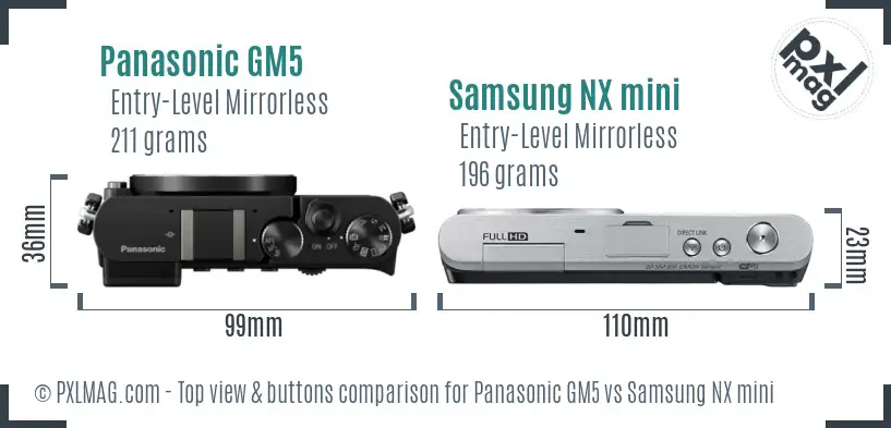 Panasonic GM5 vs Samsung NX mini top view buttons comparison
