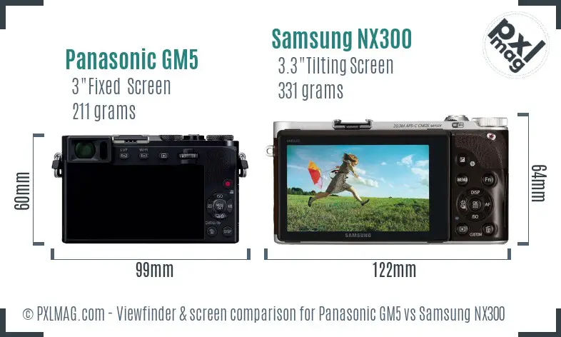 Panasonic GM5 vs Samsung NX300 Screen and Viewfinder comparison Panasonic GM5 vs Samsung NX300 Screen and Viewfinder comparison