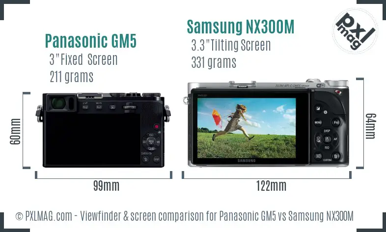 Panasonic GM5 vs Samsung NX300M Screen and Viewfinder comparison