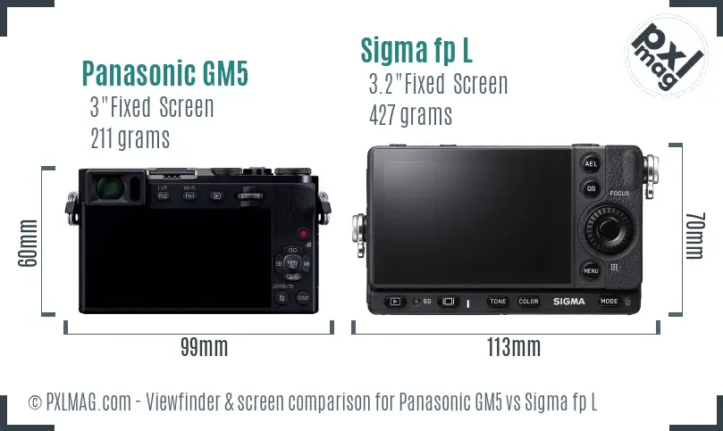 Panasonic GM5 vs Sigma fp L Screen and Viewfinder comparison