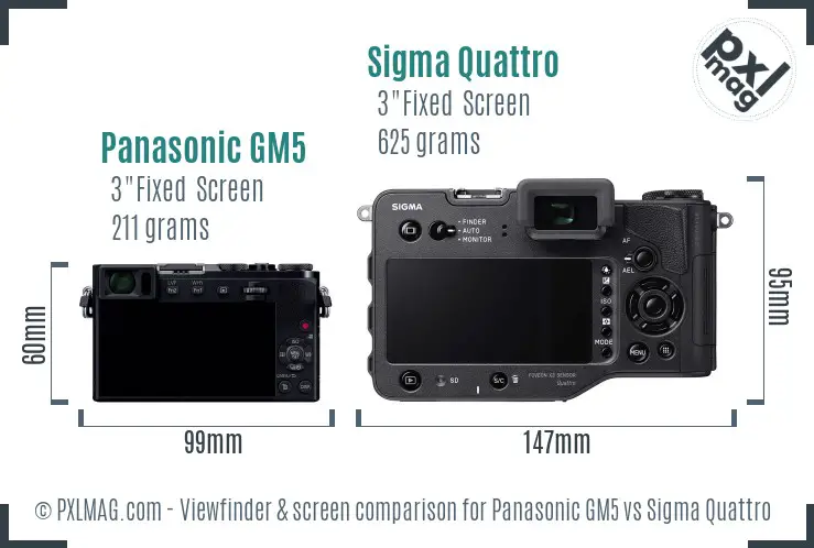 Panasonic GM5 vs Sigma Quattro Screen and Viewfinder comparison