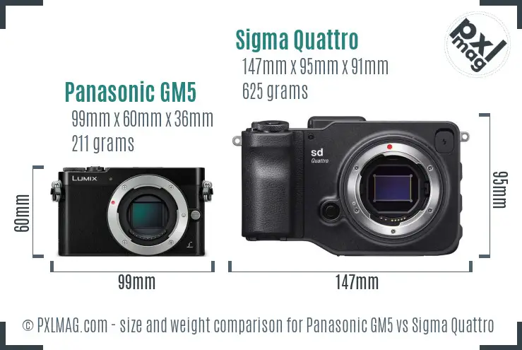Panasonic GM5 vs Sigma Quattro size comparison