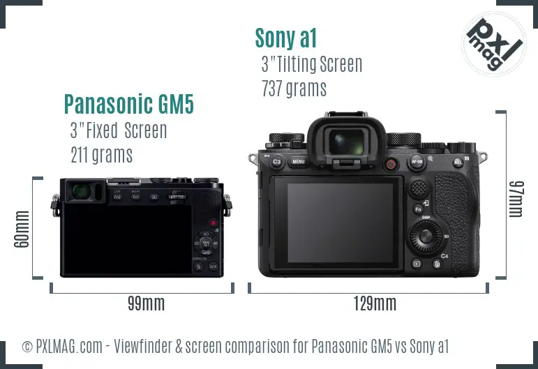 Panasonic GM5 vs Sony a1 Screen and Viewfinder comparison