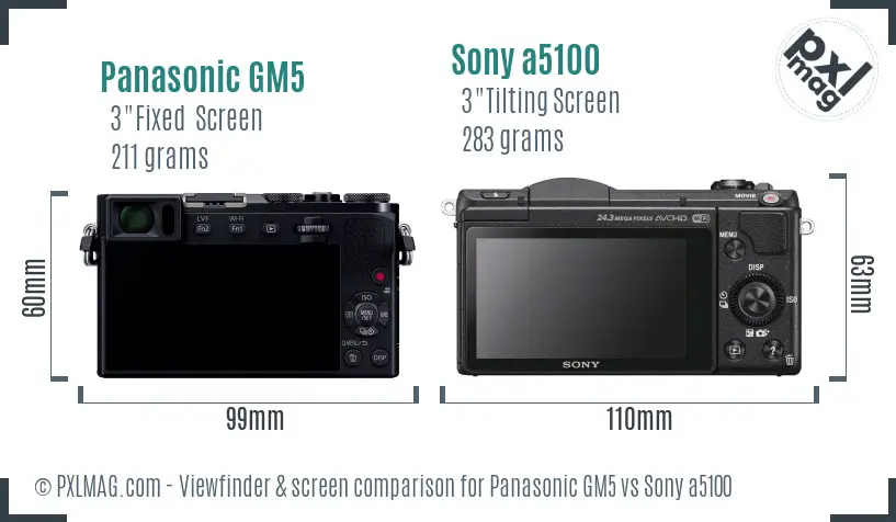 Panasonic GM5 vs Sony a5100 Screen and Viewfinder comparison