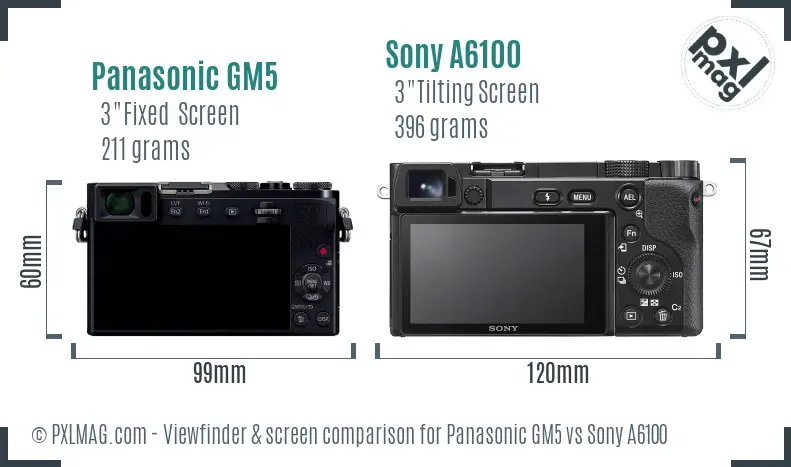 Panasonic GM5 vs Sony A6100 Screen and Viewfinder comparison Panasonic GM5 vs Sony A6100 Screen and Viewfinder comparison
