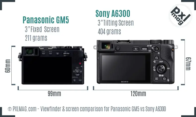 Panasonic GM5 vs Sony A6300 Screen and Viewfinder comparison