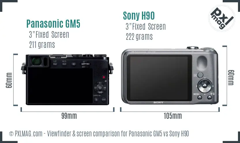 Panasonic GM5 vs Sony H90 Screen and Viewfinder comparison Panasonic GM5 vs Sony H90 Screen and Viewfinder comparison