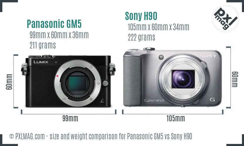 Panasonic GM5 vs Sony H90 size comparison Panasonic GM5 vs Sony H90 size comparison
