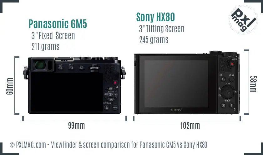 Panasonic GM5 vs Sony HX80 Screen and Viewfinder comparison Panasonic GM5 vs Sony HX80 Screen and Viewfinder comparison