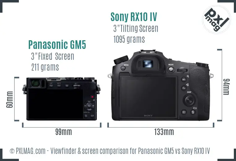 Panasonic GM5 vs Sony RX10 IV Screen and Viewfinder comparison