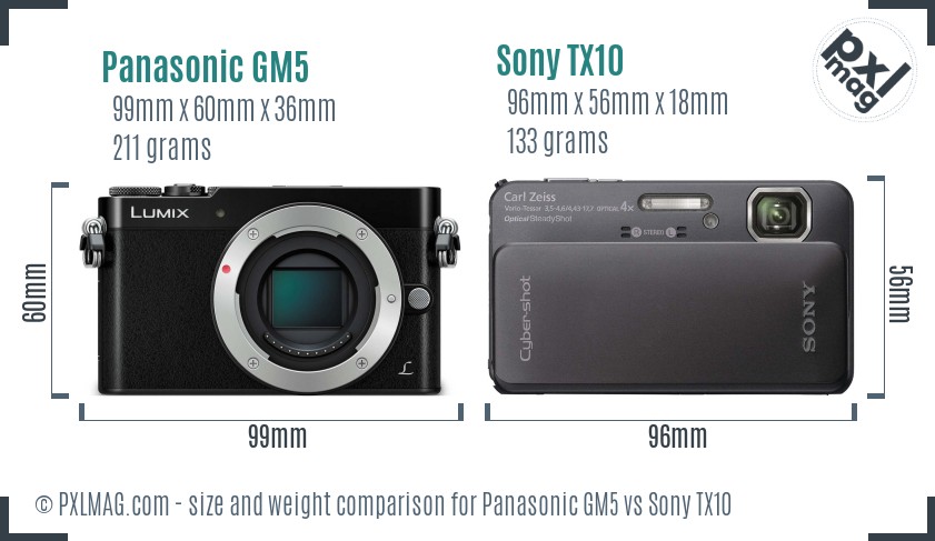 Panasonic GM5 vs Sony TX10 size comparison Panasonic GM5 vs Sony TX10 size comparison