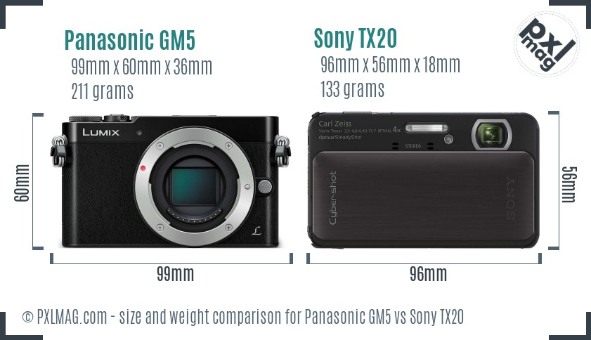 Panasonic GM5 vs Sony TX20 size comparison Panasonic GM5 vs Sony TX20 size comparison