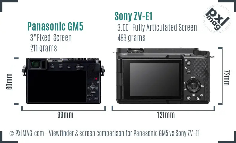 Panasonic GM5 vs Sony ZV-E1 Screen and Viewfinder comparison