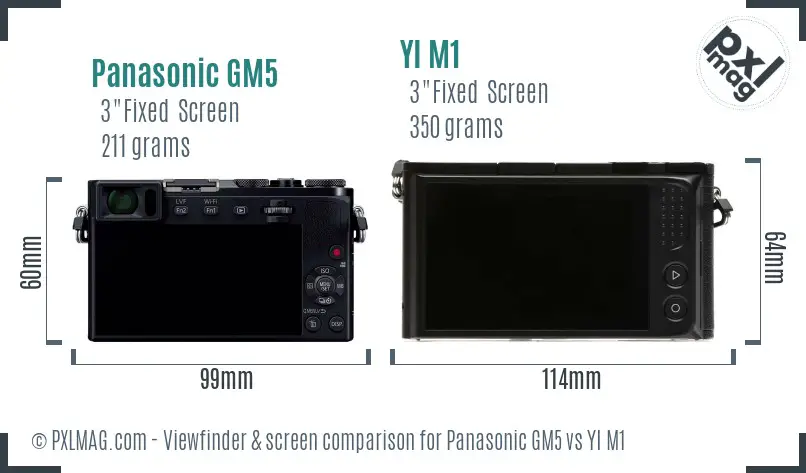 Panasonic GM5 vs YI M1 Screen and Viewfinder comparison