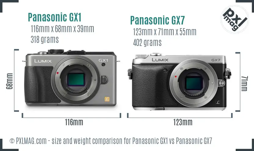 Panasonic GX1 vs Panasonic GX7 size comparison
