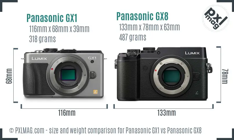 Panasonic GX1 vs Panasonic GX8 size comparison