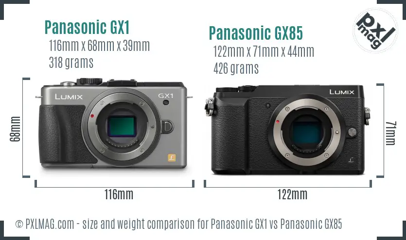 Panasonic GX1 vs Panasonic GX85 size comparison