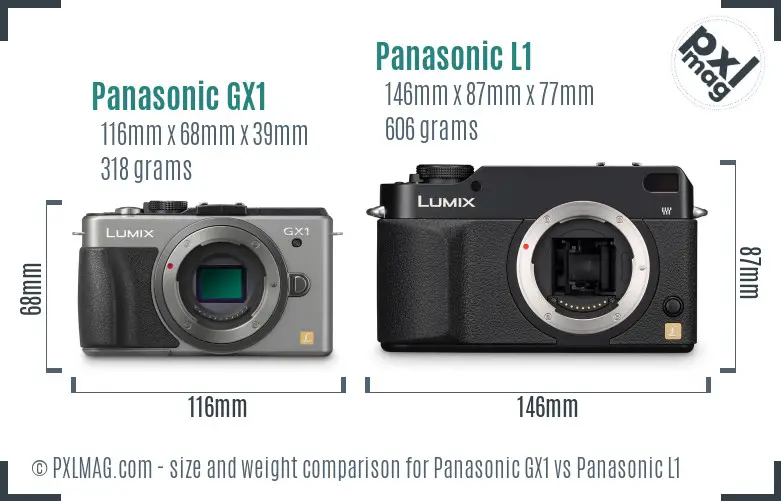 Panasonic GX1 vs Panasonic L1 size comparison