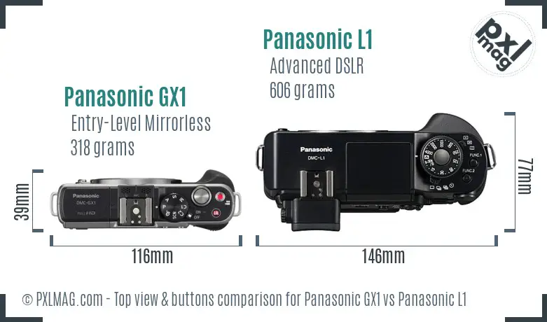 Panasonic GX1 vs Panasonic L1 top view buttons comparison