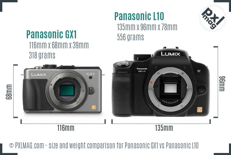 Panasonic GX1 vs Panasonic L10 size comparison