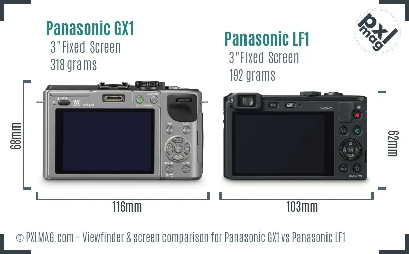 Panasonic GX1 vs Panasonic LF1 Screen and Viewfinder comparison
