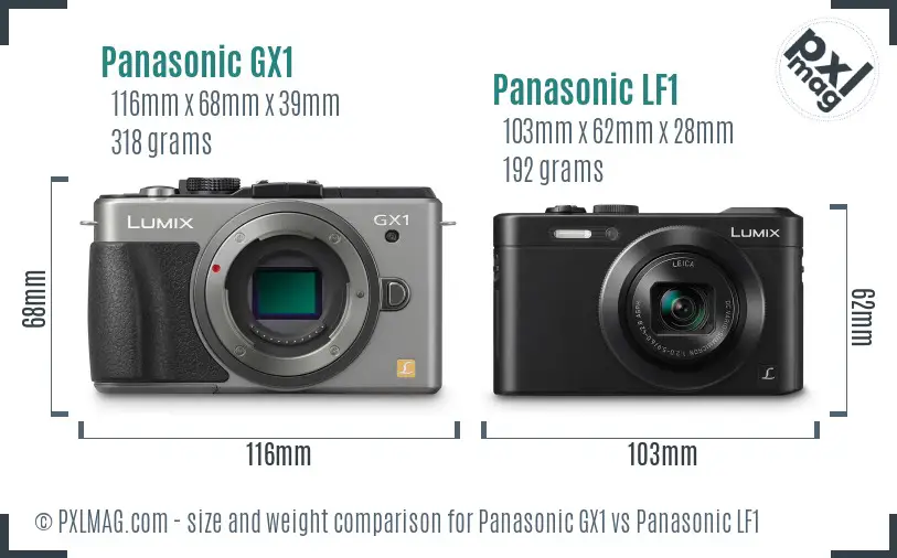 Panasonic GX1 vs Panasonic LF1 size comparison