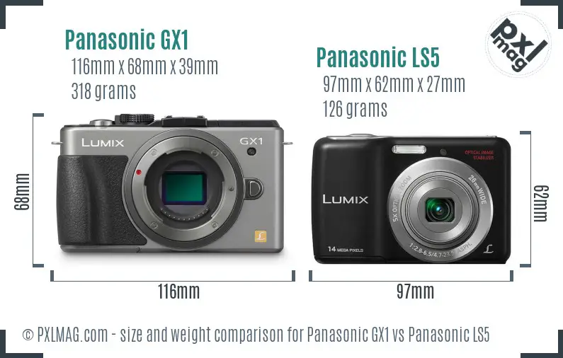 Panasonic GX1 vs Panasonic LS5 size comparison