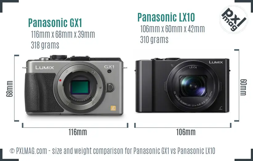 Panasonic GX1 vs Panasonic LX10 size comparison