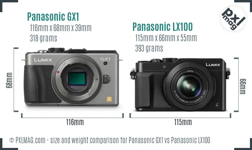 Panasonic GX1 vs Panasonic LX100 size comparison