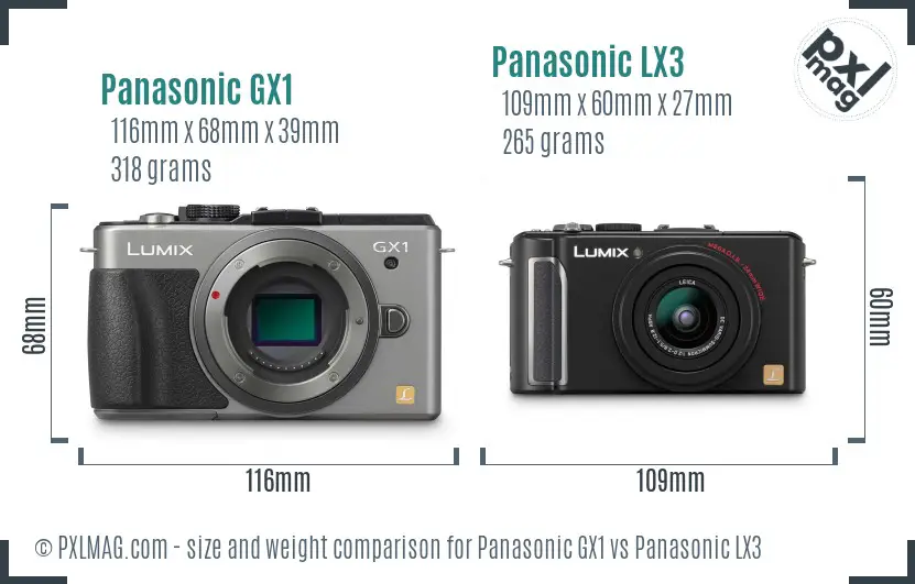 Panasonic GX1 vs Panasonic LX3 size comparison