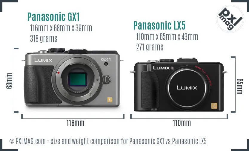 Panasonic GX1 vs Panasonic LX5 size comparison
