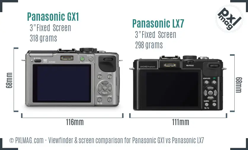 Panasonic GX1 vs Panasonic LX7 Screen and Viewfinder comparison