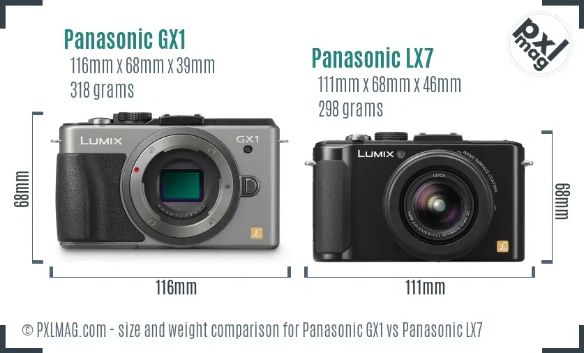 Panasonic GX1 vs Panasonic LX7 size comparison
