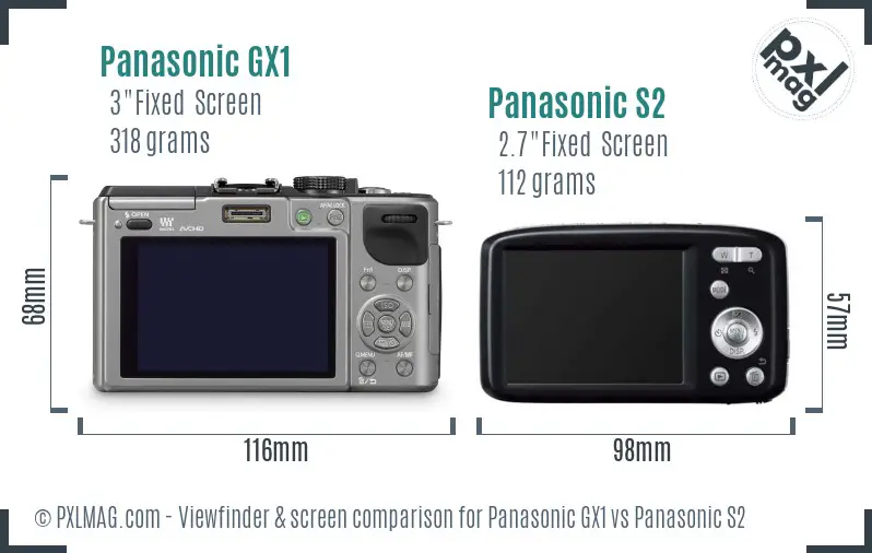 Panasonic GX1 vs Panasonic S2 Screen and Viewfinder comparison