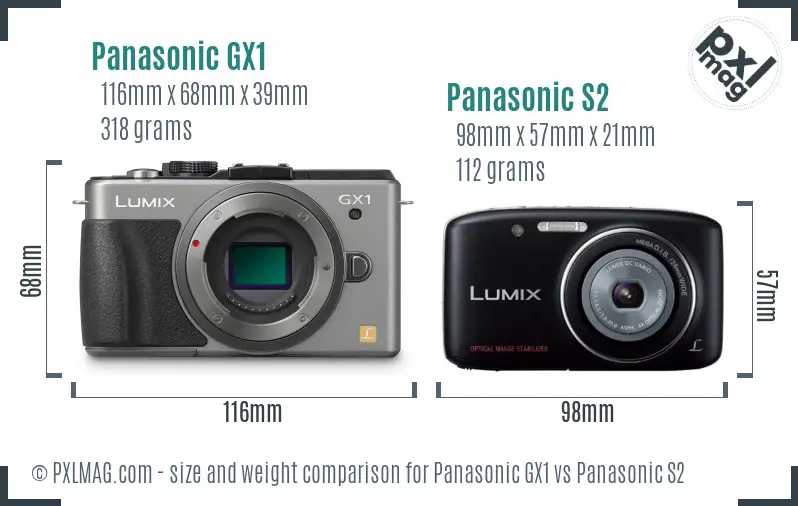Panasonic GX1 vs Panasonic S2 size comparison