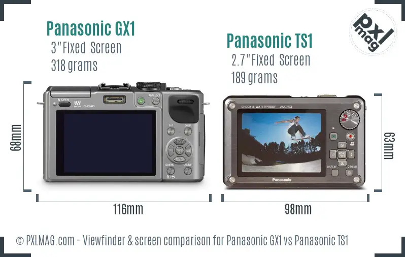 Panasonic GX1 vs Panasonic TS1 Screen and Viewfinder comparison