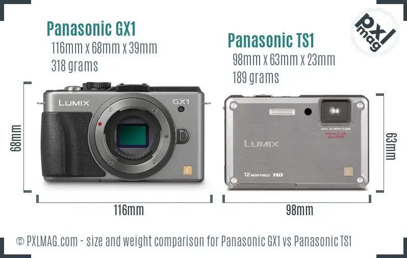 Panasonic GX1 vs Panasonic TS1 size comparison