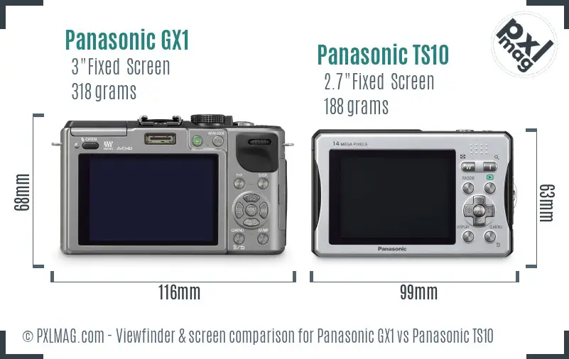 Panasonic GX1 vs Panasonic TS10 Screen and Viewfinder comparison