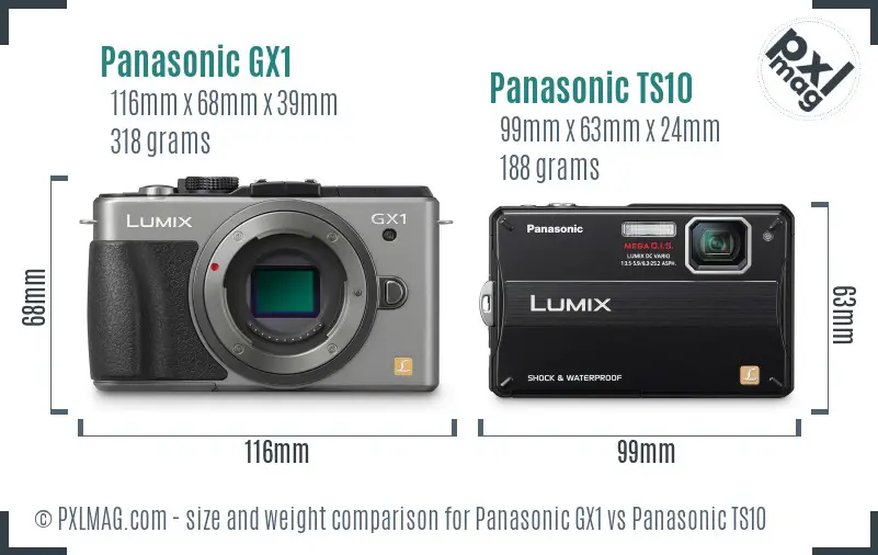 Panasonic GX1 vs Panasonic TS10 size comparison