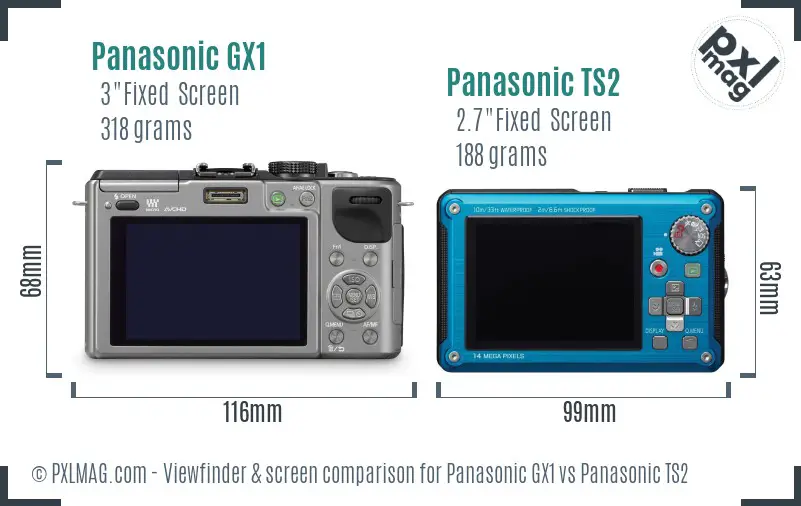 Panasonic GX1 vs Panasonic TS2 Screen and Viewfinder comparison