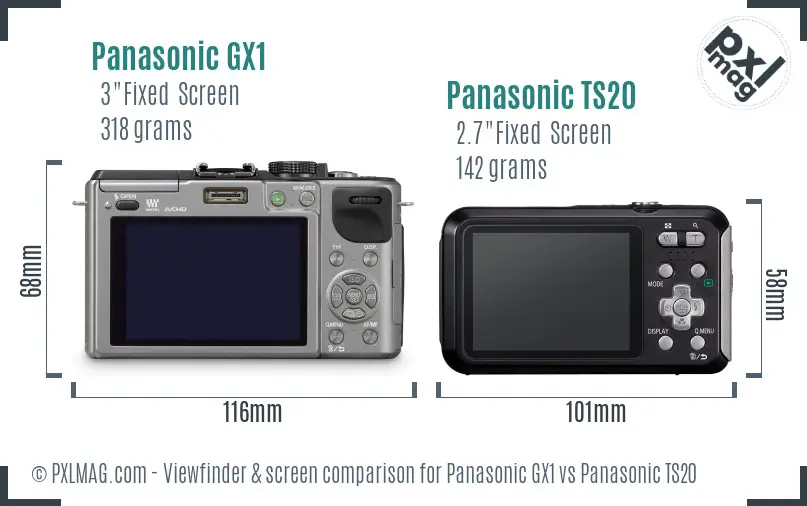 Panasonic GX1 vs Panasonic TS20 Screen and Viewfinder comparison