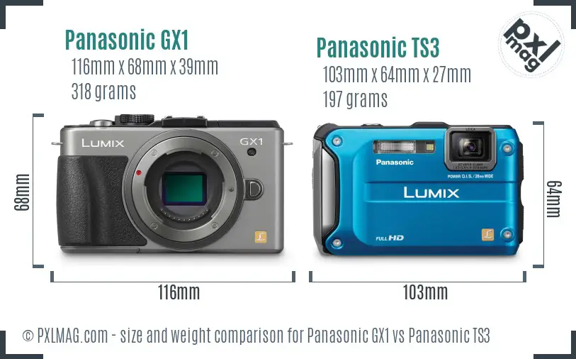 Panasonic GX1 vs Panasonic TS3 size comparison