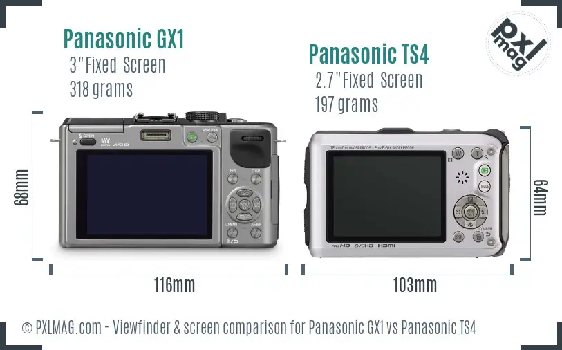 Panasonic GX1 vs Panasonic TS4 Screen and Viewfinder comparison