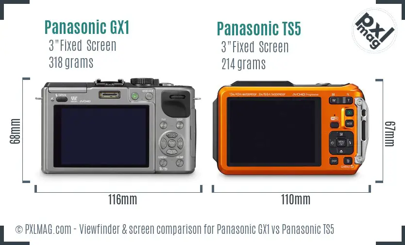 Panasonic GX1 vs Panasonic TS5 Screen and Viewfinder comparison