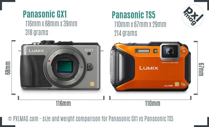 Panasonic GX1 vs Panasonic TS5 size comparison