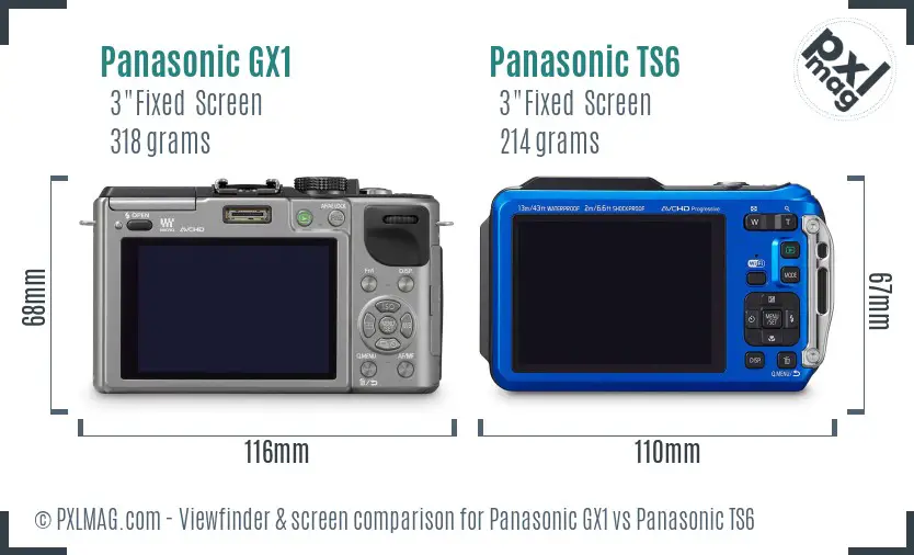 Panasonic GX1 vs Panasonic TS6 Screen and Viewfinder comparison