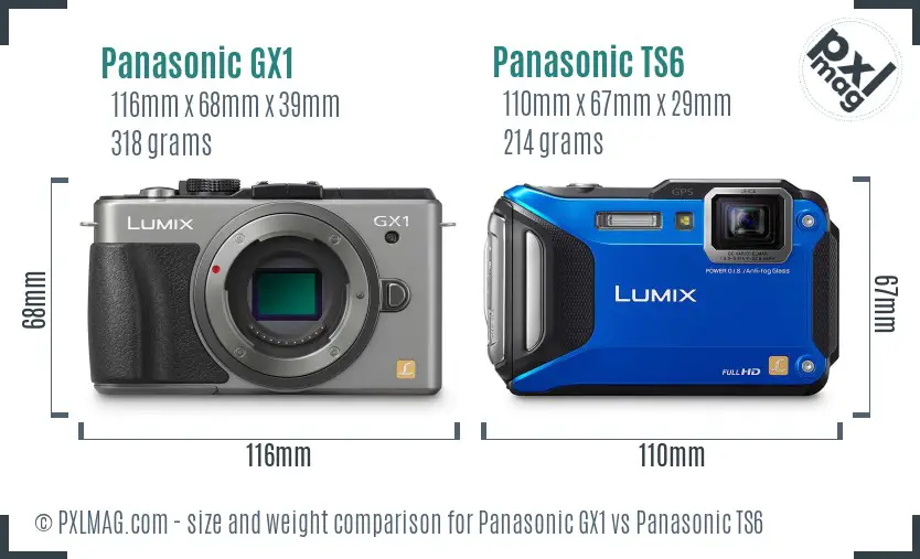 Panasonic GX1 vs Panasonic TS6 size comparison