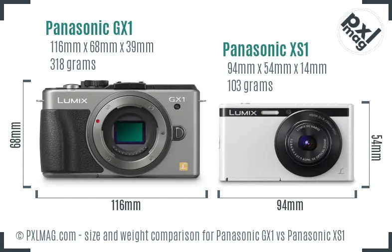 Panasonic GX1 vs Panasonic XS1 size comparison