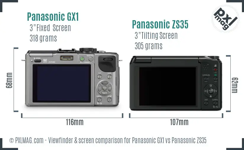 Panasonic GX1 vs Panasonic ZS35 Screen and Viewfinder comparison